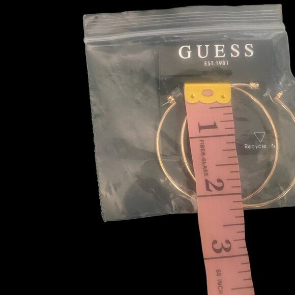 Set of 2 Guess Earrings -One Gold Tone & One Silver Tone - Approx. 2" - NEW - Picture 2 of 4